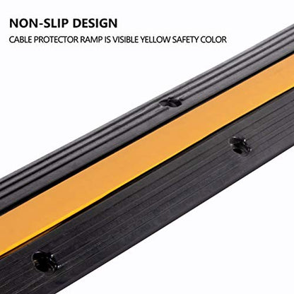 4 Pack Rubber Cable Ramp Hose Cable Protector Ramp 1 Channel 11000Lbs Load Capacity Traffic Speed Bump Wires Power Lines Extension Cord Cover for Indoor Outdoor (4 Count)