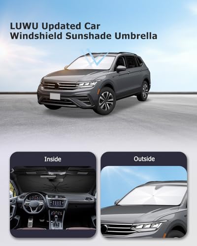 2025 Upgrade Car Windshield Sun Shade Windshield Sunshade Umbrella [Star Fabric] Protect Car from Sun Rays&Heat Damage Keeps Vehicle Cool