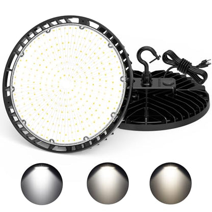 2 Pack LED High Bay Light 150W 120W 90W Adjustable with AC120V Plug