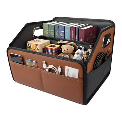 Leather Car Storage Organizer for back front Passenger Seat Brown