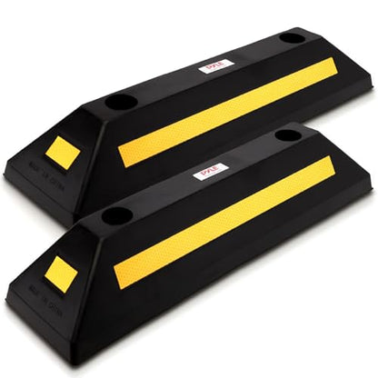2 Pack Heavy Duty Rubber Wheel Stops for Garage Parking (2 Count)