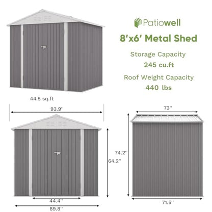 8x6 FT Outdoor Storage Shed