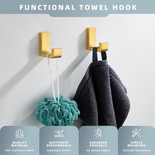 Towel Hooks Brushed Dark Gold (2 Count)