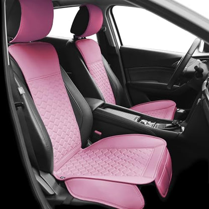 Pink Leather Car Seat Covers Front 2PC Waterproof for Women