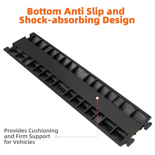3 Pack 2 Channel Cable Protector Ramp Traffic Wire and Hose Ramp Cord Cover Heavy Duty Channels 18 (3 Count)