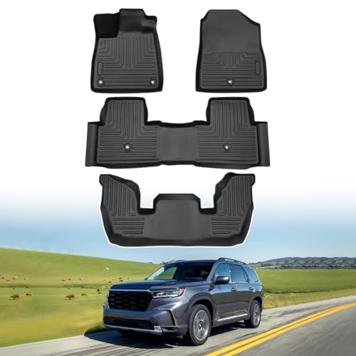 Floor Mats for 2023 2024 2025 2026 Honda Pilot All Weather 3D TPE Anti