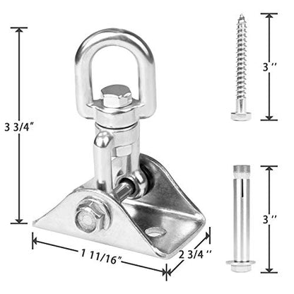 Heavy Duty Swing Hangers for Wooden Sets 2000 LB Capacity Hammock Hanger 360 Swivel Stainless Steel Swing Hardware Accessories 2 Packs for Porch Playground Yoga Heavy Bag (2 Count)