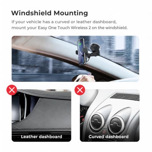 Car Charger Easy One Touch Wireless 2 Qi Charging Dashboard Phone Mount for iPhone