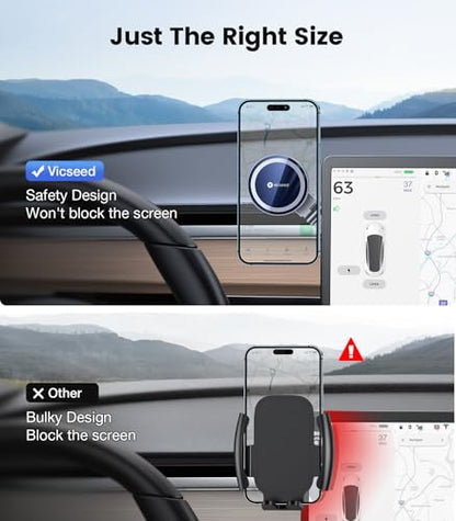 Tesla Phone Mount【Strongest Magnet Power】 Foldable Hidden Tesla Phone Holder Fit for All Phones
