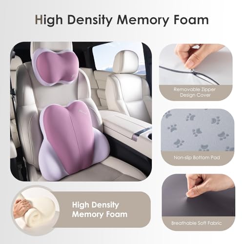 Lumbar Support with Car headrest Back Pillow for Chairs Headrest Pillow for Car Ergonomic Ultrathick Memory Foam Back Pillow for Office Chair