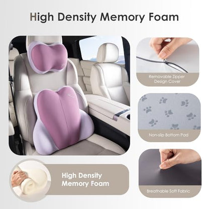 Lumbar Support with Car headrest Back Pillow for Chairs Headrest Pillow for Car Ergonomic Ultrathick Memory Foam Back Pillow for Office Chair