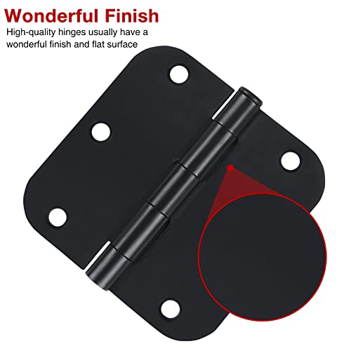 3 1 2" Matte Black Door Hinges 3.5" Rounded Flat 5