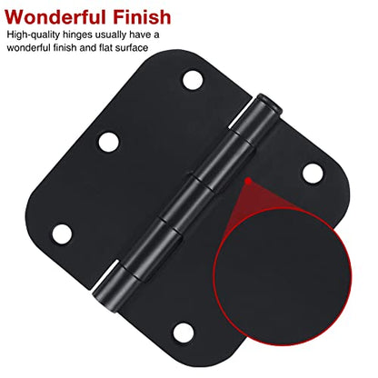 3 1 2" Matte Black Door Hinges 3.5" Rounded Flat 5