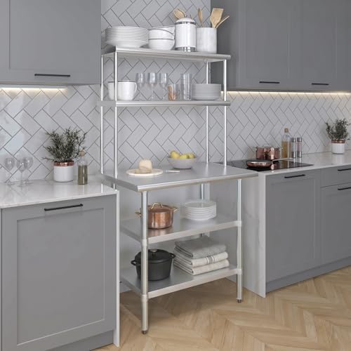Stainless Steel Work Table with 2 Shelves