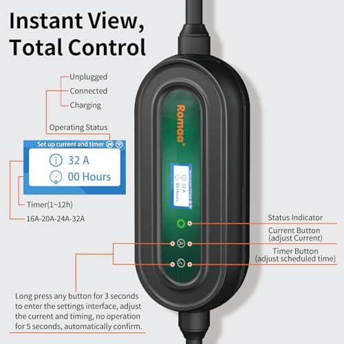Level 2 EV Charger 32 Amp Portable J1772 NEMA 14