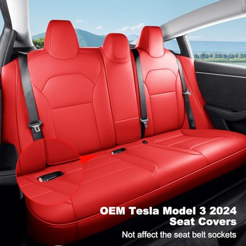 2024 2026 Tesla Model 3 Highland Upgraded Car Seat Covers Nappa Leather Car Interior Airbag Compatible Cushion Cover Full Set Custom Fit Model 3 (9 Count)