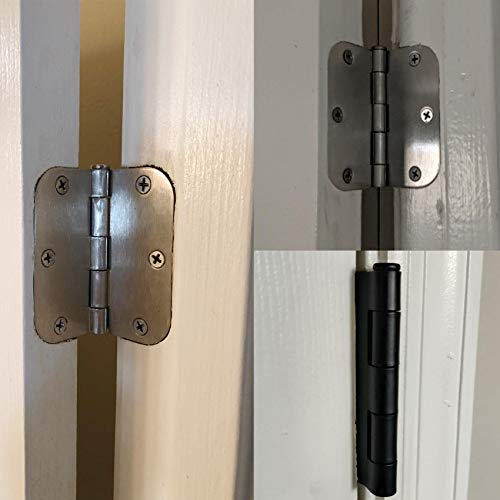 3 1 2" Matte Black Door Hinges 3.5 Inch Rounded Flat 18 Pack