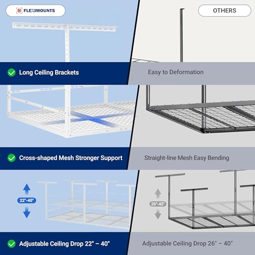 4x8ft Overhead Garage Storage Rack with Safety Rails