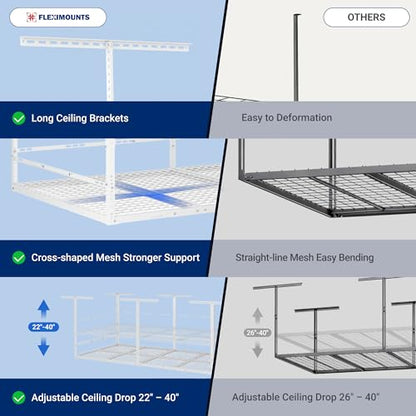 4x8ft Overhead Garage Storage Rack with Safety Rails