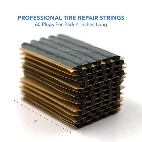 60 pcs 4" Black Tire Repair Strings Tire Repair Plugs (60 Count)