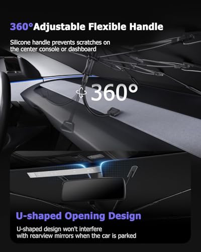 2025 Upgrade Car Windshield Sun Shade Windshield Sunshade Umbrella [Star Fabric] Protect Car from Sun Rays&Heat Damage Keeps Vehicle Cool