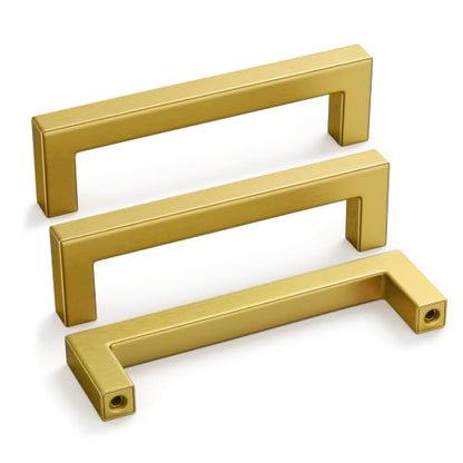 35 Pack 3-3/4 in Gold Cabinet Handles Brushed Brass Drawer Pulls