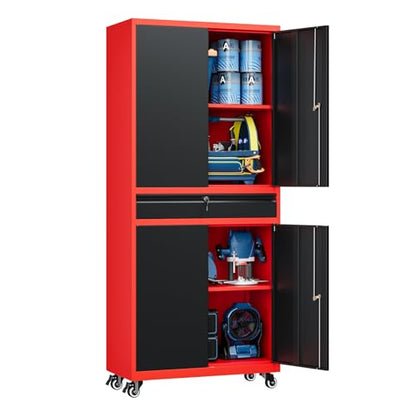 Metal Garage Storage Cabinet with Locking Doors and Adjustable Shelves