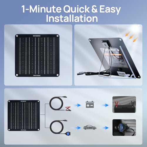 10W 12V Solar Battery Charger Maintainer OBDII for Car