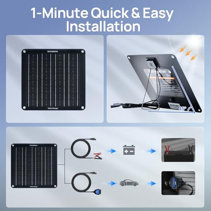 10W 12V Solar Battery Charger Maintainer OBDII for Car