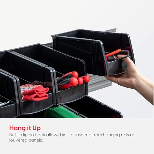 8-Pack, Medium Stackable Storage Bins, Black (8 Count)