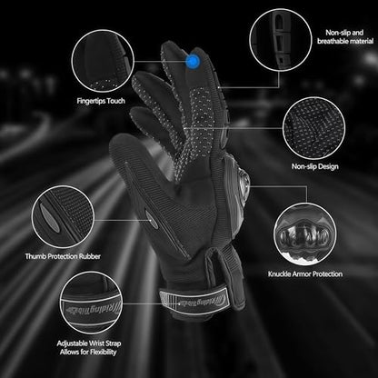 Motorcycle Gloves for Men and Women Touchscreen Guantes Para Motocicleta Hombre for Powersports BMX ATV MTB Motocross Scooter Dirt Bike Riding Gloves Motorcycle Mens Helmets Accessories