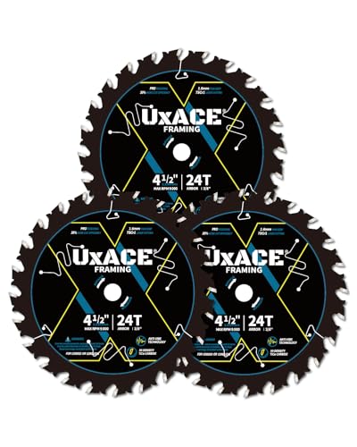 4-1/2-Inch 24-Tooth Circular Saw Blade with 3/8-Inch Arbor, Framing Wood Cutting, Carbide Tip, Thin Kerf, for Plywood, MDF, OSB, Laminated, 3 Pack (3 Count)