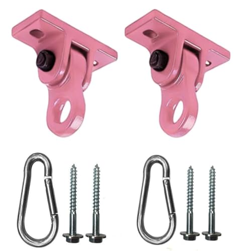 Heavy Duty Pink Swing Hangers Screws Bolts Included Over 5000 lb Capacity Playground Porch Yoga Seat Trapeze Wooden Sets Indoor Outdoor 2 Pack (2 Count)
