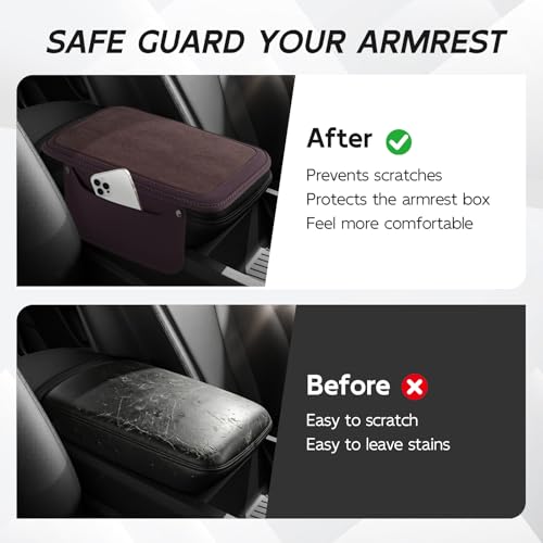 Car Leather Center Console Cover with 2 Storage Bags
