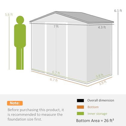 7' x 4' Outdoor Storage Shed Garden Tool Metal Shed Dark Gray