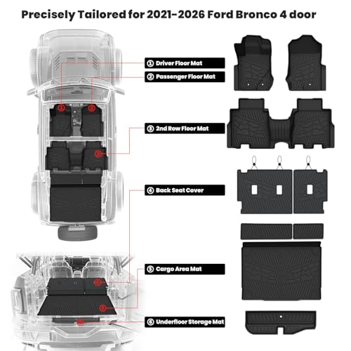 Floor Mats+Cargo Liner for Ford Bronco 4
