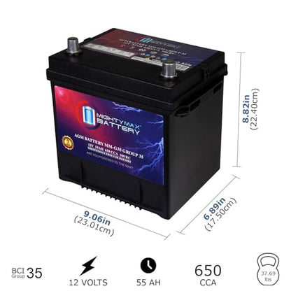 MM G35 Start and Stop Car BCI Group Size 35 12V 55Ah