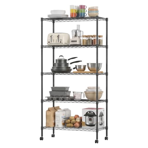 5 Tier Wire Shelf with Wheels