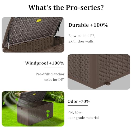 180 Pro Gallon Waterproof Outdoor Storage Bin Resin Deck Box for Patio