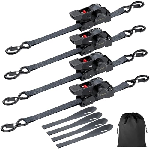 4 Pack Retractable Ratchet Straps (4 Count)