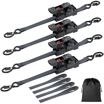 4 Pack Retractable Ratchet Straps (4 Count)
