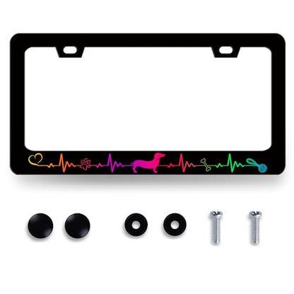 Colorful Dachshund License Plate Frame Lifeline Dogs Paws License Holder