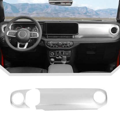 2pcs for 2024+ Jeep Wrangler JL Silver Interior Accessories Center Console Dash Panel Cover Trim Overlay