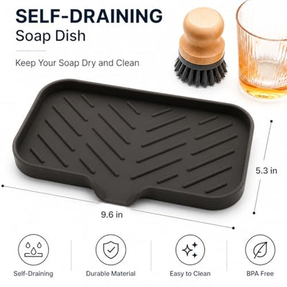 Silicone Soap Dish with Drain Spout