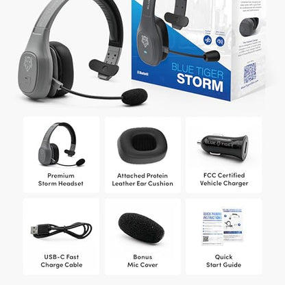 Storm Gray Wireless Trucker Bluetooth Headset with Mic