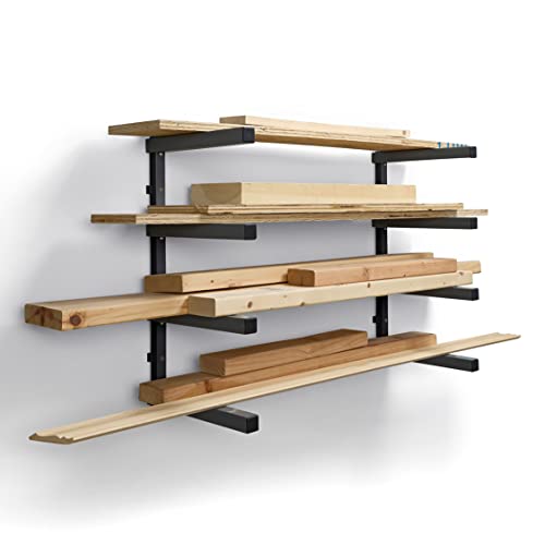 4 Level Lumber Storage Rack Wall Mount Wood Rack For Garage Organizer