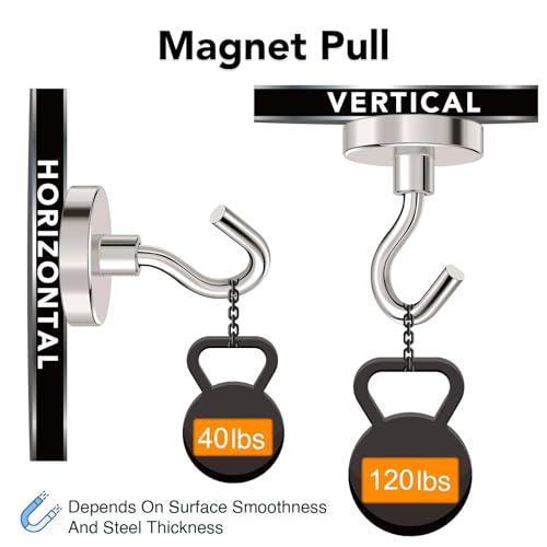 Magnetic Hooks 120lbs Strong Magnets Hook 18 Pack