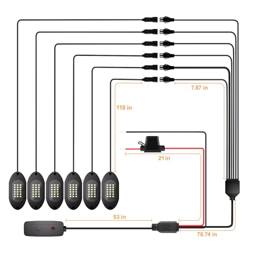 Pure White LED Rock Lights for UTV 6 Pods with Switch 6000K (6 Count)