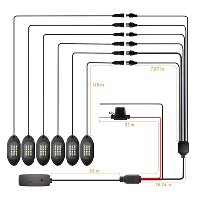 Pure White LED Rock Lights for UTV 6 Pods with Switch 6000K (6 Count)