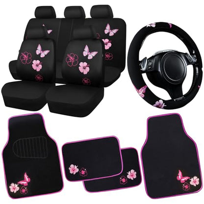 Universal Cloth Butterfly Car Seat Covers Full Set